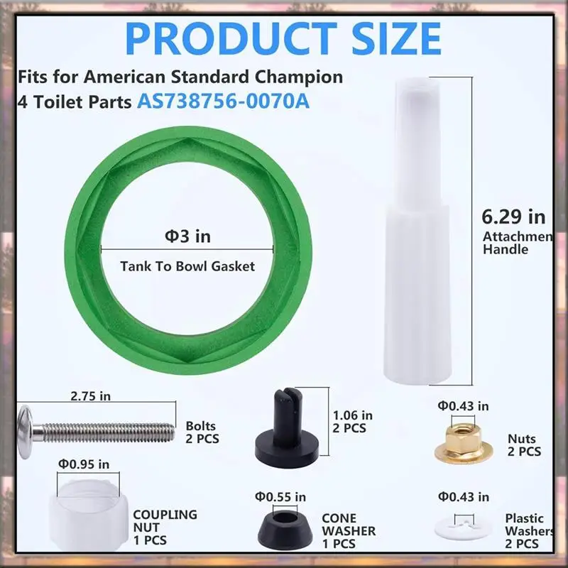 مجموعة ملحقات خزان المرحاض BAAZ HOT مقاس 3 بوصات، متوافقة مع خزان المرحاض الأمريكي AS738756-0070A إلى حشية الوعاء B