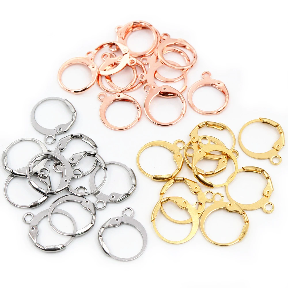 14x12mm 30pcs/Lot 316L Stainless Steel Gold High Quality Earring Hooks Wire Settings Base Settings Whole Sale 