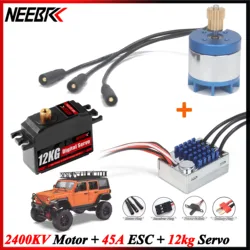 1/12 RC Crawler Upgrade Power Kit NEEBRC 2830 2400KV Outrunner Brushless Motor AM32 45A ESC 12kg Servo for Car MN128 MN86 Model