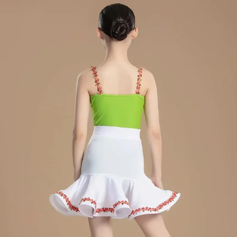 Combinaison et jupe Camisole à fleurs pour enfants, danse latine moderne, compétition professionnelle, valse, vêtements de danse sociale