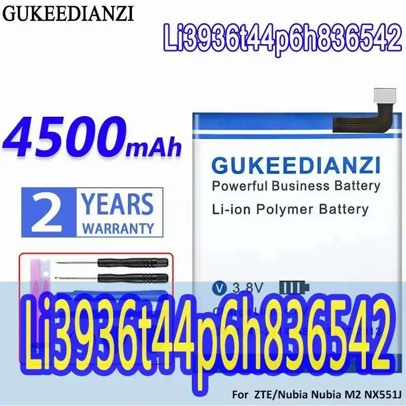 

4500Mah Li3936t44p6h836542 For Zte Nubia M2 Dual Sim TD-LTE, NX551J 5.5" Reliable Power Mobile Phone Battery High Capacity