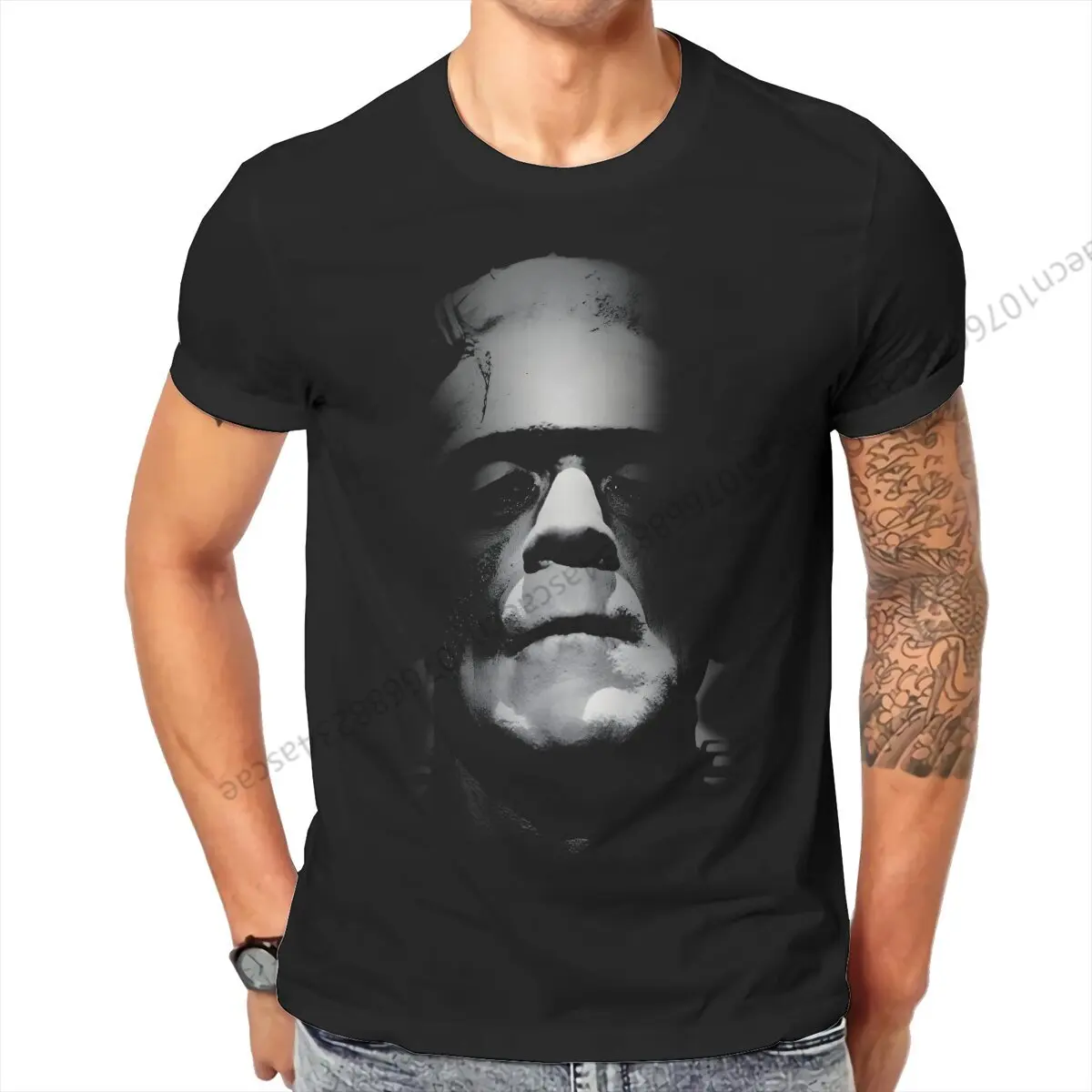 Frankenstein Face T Shirt Homme Men's Tshirt Cotton Men Clothes