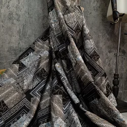 Retro Geometric Splicing Color Woven Jacquard Fabric Dress Windbreaker Coat Dress Decorative Sewing Fabric