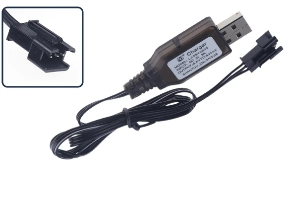 Batteria agli ioni di litio 14500 7.4V 1200mAh e caricatore USB per pistola ad acqua telecomandata Giocattoli Parti RC Batteria 2S 7.4V Spina SM-3P