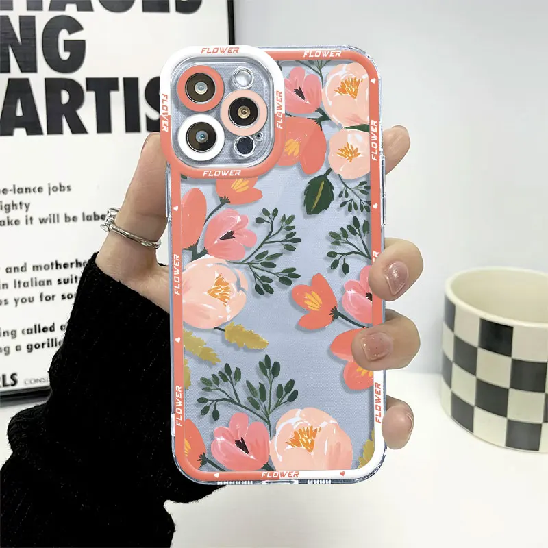 Letter Flower Case for Honor 90 Lite X8 4G X8a X9a 5G X8 Clear Silicone Cover Funda