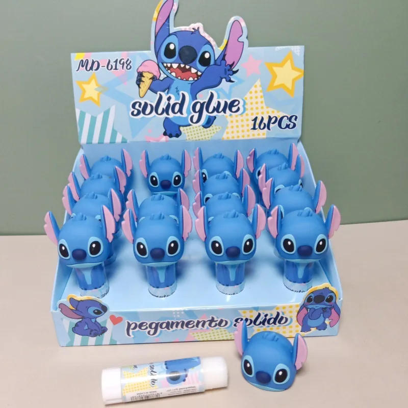 16pcs Disney Silicone Solid Glue Cartoon Cute Lilo Stitch Student Diy Handmade Rotating Solid Glue Stick Cartoon Handbook Glue