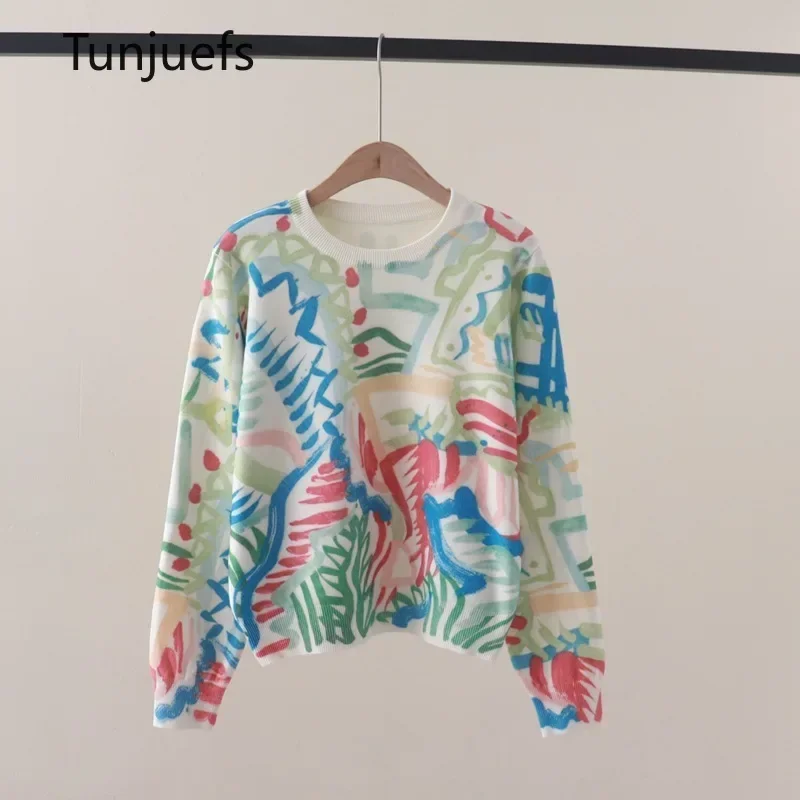 

Creative Print Sweater Pullover Women's sweater Long Sleeve Jumper Knit Y2k Tops Jumper Female Clothes Winer Fall sueter mujer