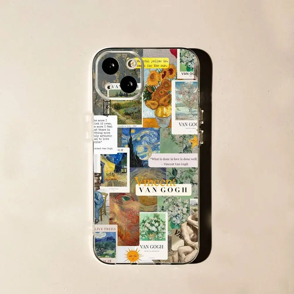 حافظة هاتف بنمط فان جوخ العتيق لهاتف آيفون 17,16,15,14,13,12,11 Plus,Pro,Max,Air,XR,XS,7,8 Plus,SE,Mini شفافة ناعمة #6