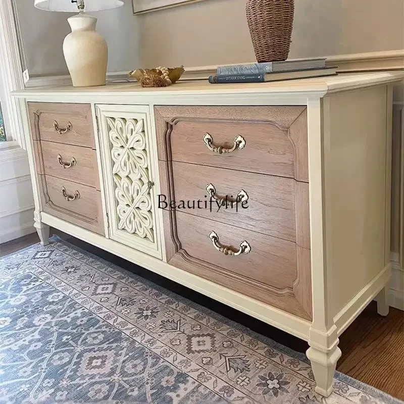 

09z.American French side cabinet retro country entrance locker art chest cabinet