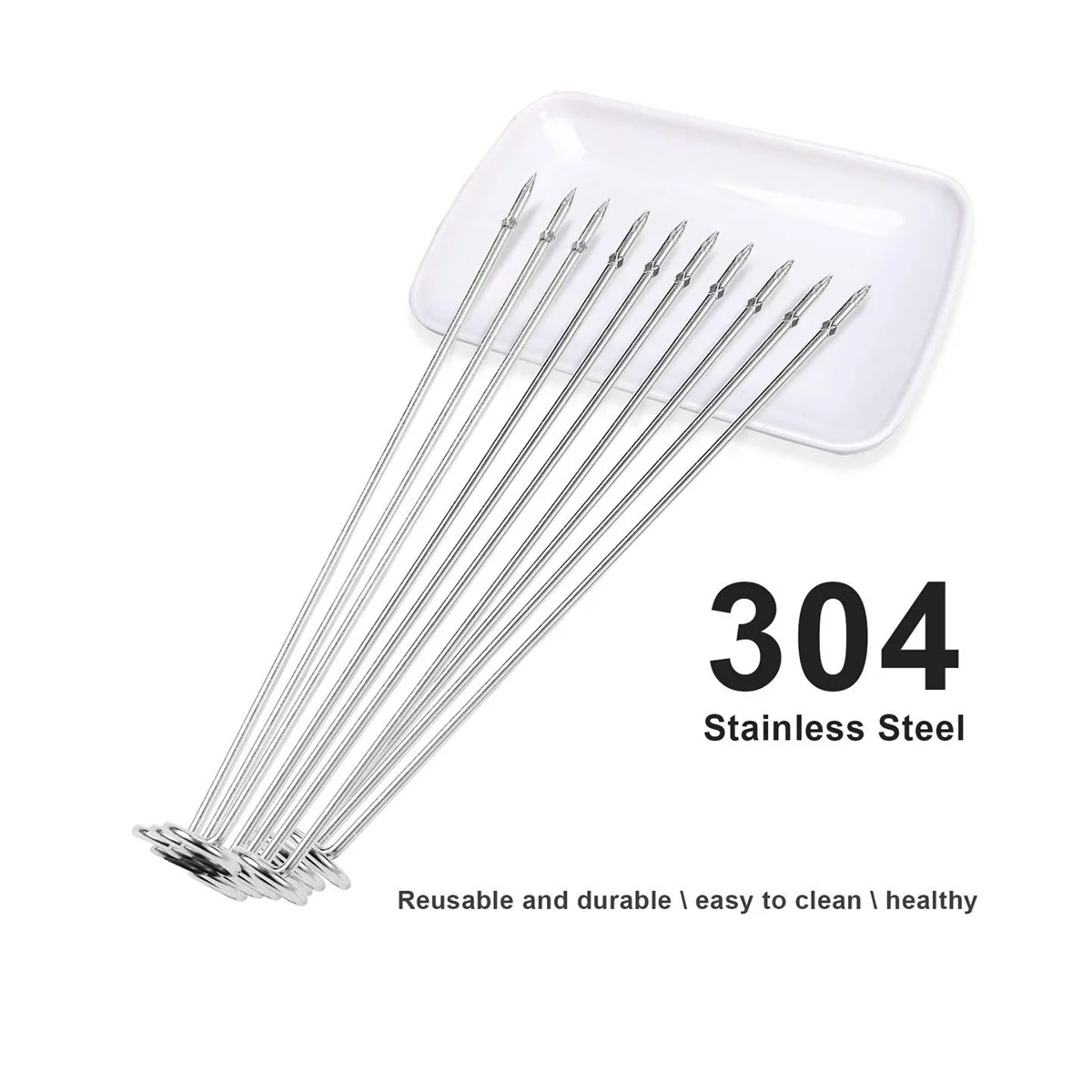 Pinchos Kebab para Ninja Foodi AG300, AG300C, AG301, AG301C, AG302,AG400,IG301A,10 pinchos de acero inoxidable de 7,25 pulgadas de largo