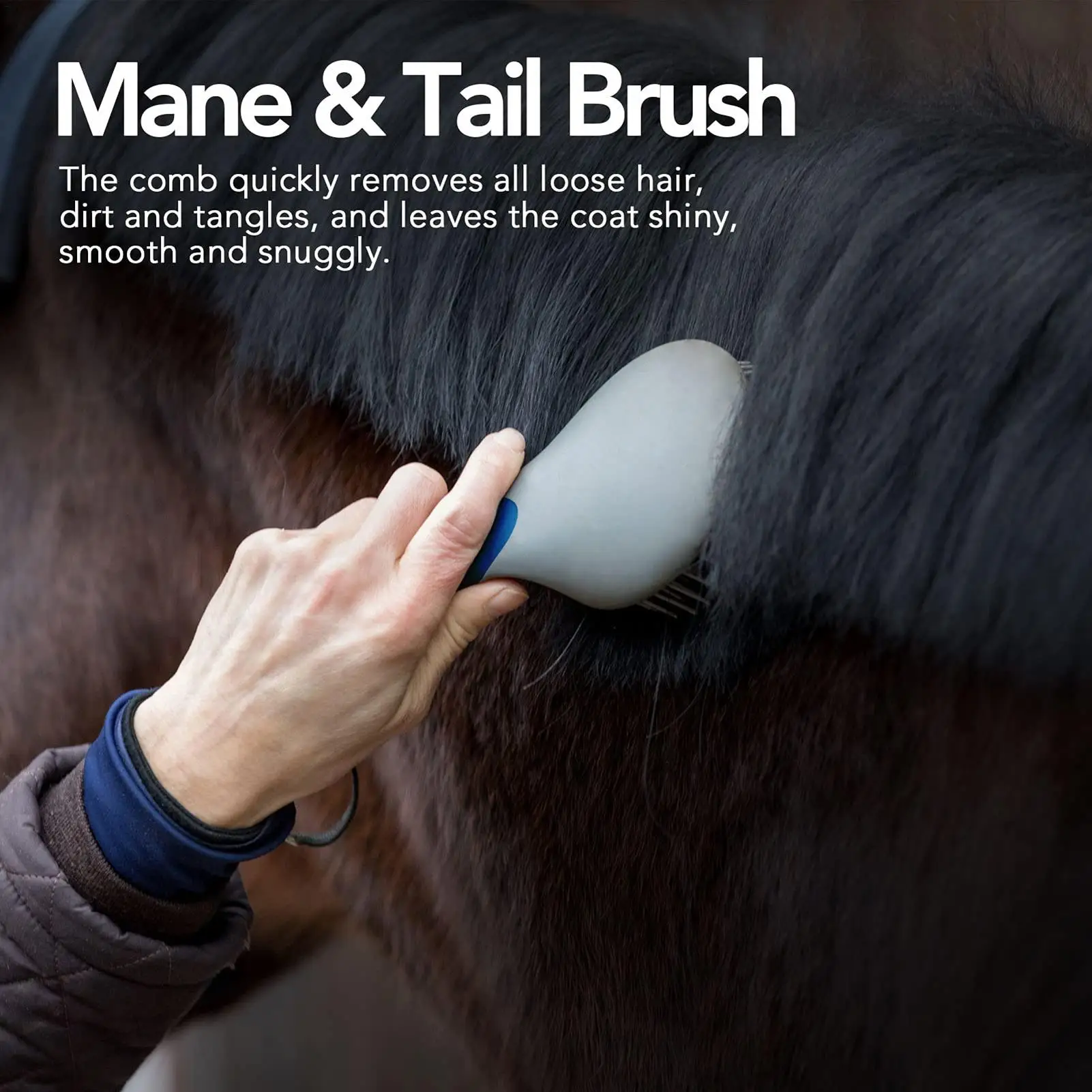 Horse Mane Tail Brush Round Shaped Soft Rubber Grip Needle Bristles Stable Cleaning Kit Horse Grooming Brush Horse Brush