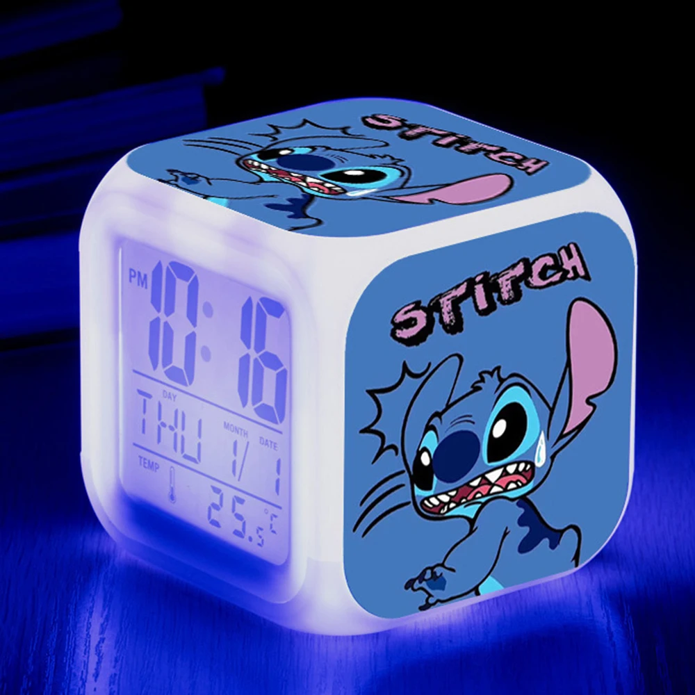 

Stitch Alarm Clocks Night Light Color Change Led Anime Lilo&stitchs Stich Desk Home Decor Kids Cartoon Christmas Birthday Gift