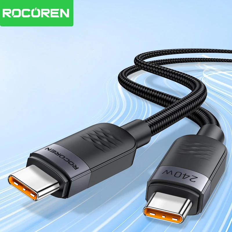Rocoren 240W USB C Type C Fast Charging Data Cable PD3.1 Quick charging Type C Cord For MacBook iPhone 17 Pro Max Xiaomi Samsung