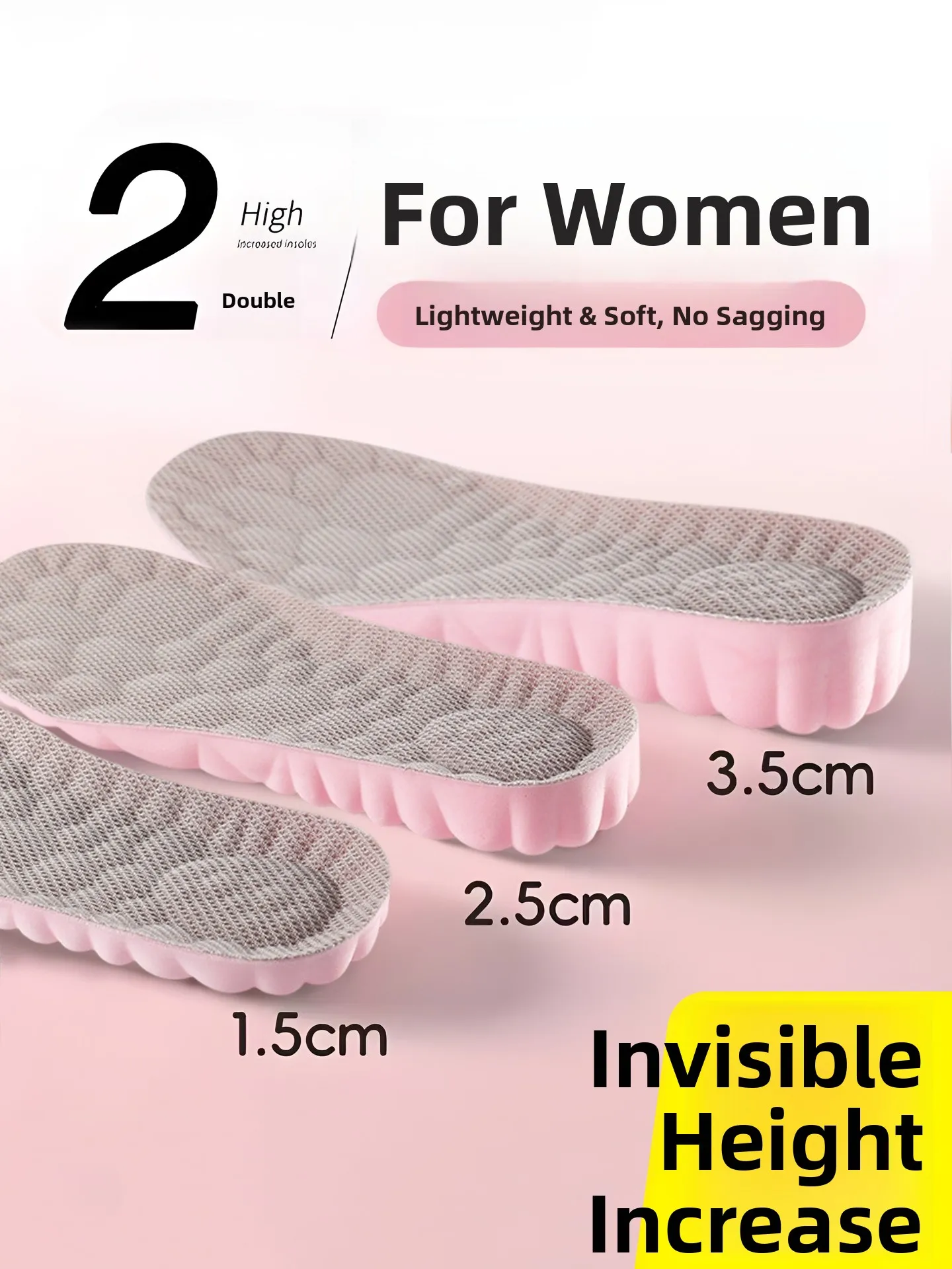 Women's Invisible Super Soft Comfortable Winter Fleece Heightening Shoe Inserts Increase Height without Footwear Sensation