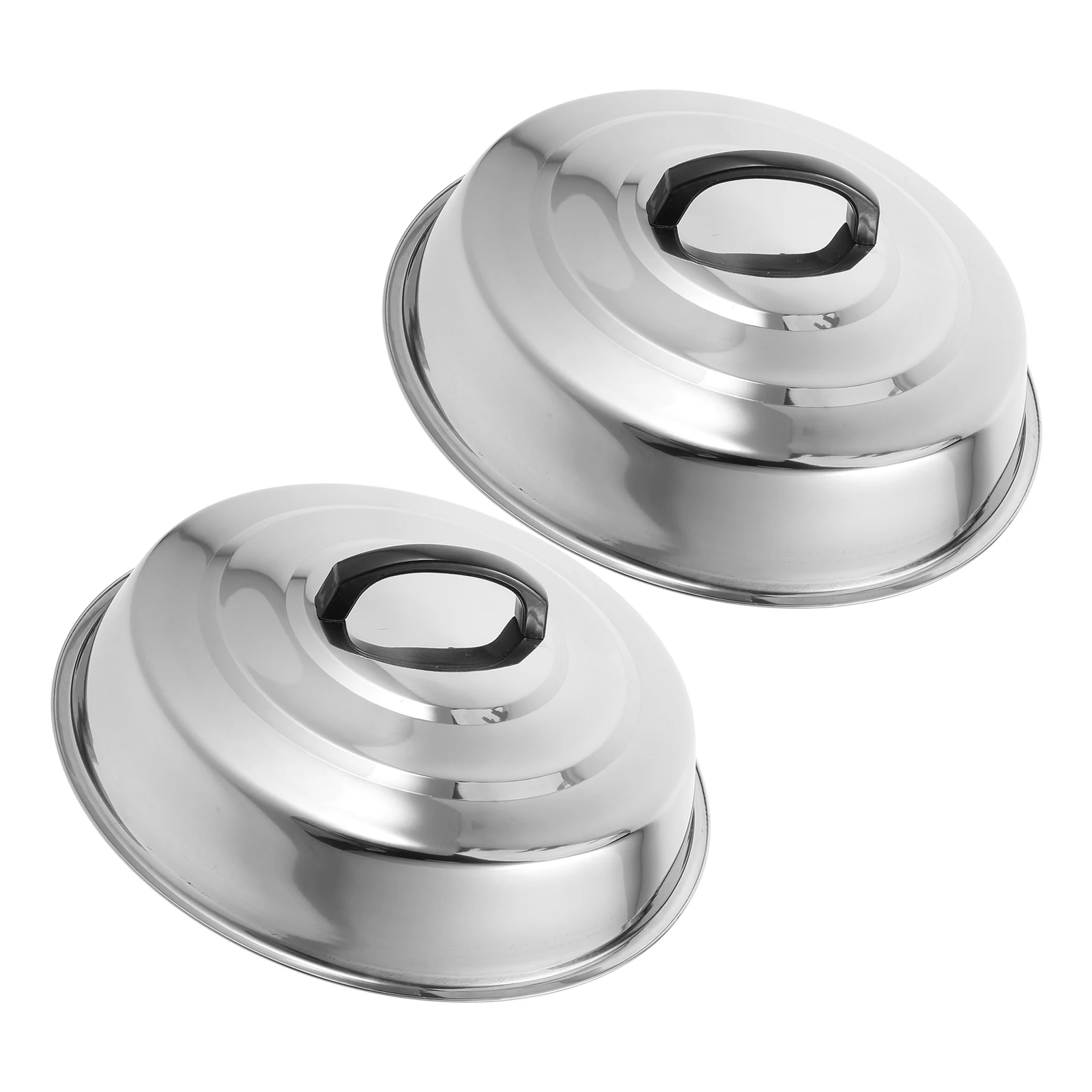 

2pcs Wok Lid Stainless Steel Thickened Round Shape Large Capacity Oil Splash Guard Griddle Cover Fry Pan Skillet Lid
