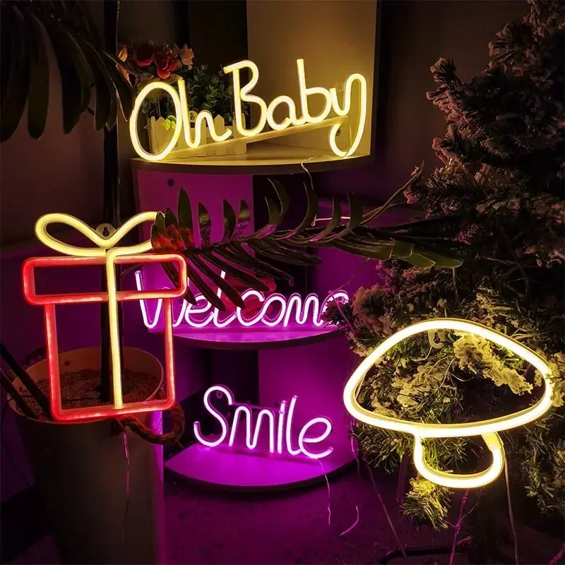 

LED Neon Sign Room Decoration Colorful Lights Wall Bar Festival Internet Celebrity Ins Luminous Light Battery USB Dual Purpose