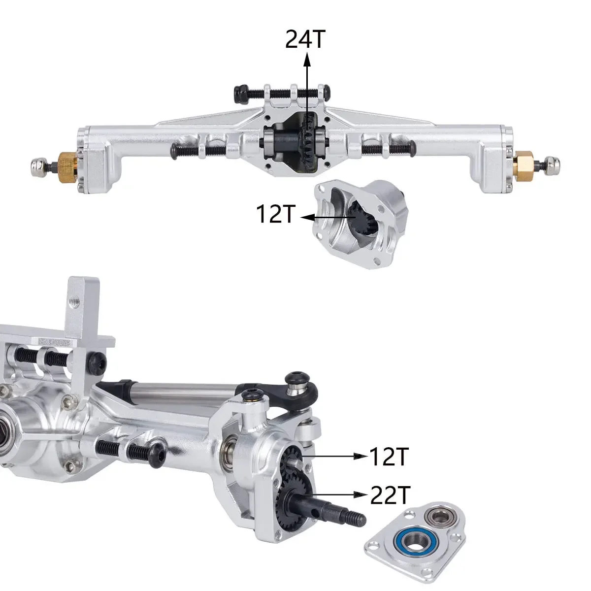 +10mm Diamond CNC Portal Axles with Lay Down Servo Mount & Links for 1/18 RC Crawler TRX4M Axle Upgrade Parts