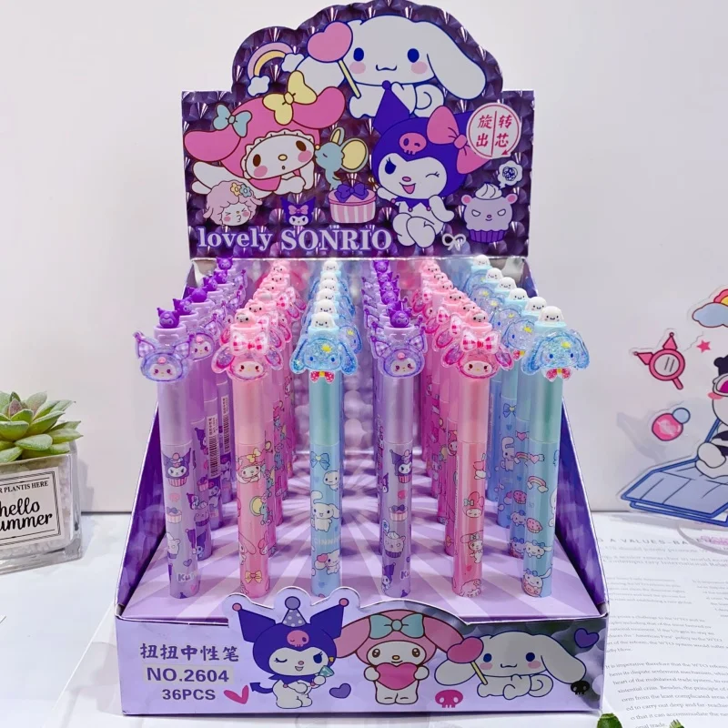 

36 pcs/lot Sanrio Kuromi Melody Cinnamoroll Gel Pen Cute 0.5mm Black Ink Neutral Pens Promotional Gift Office School Supplies