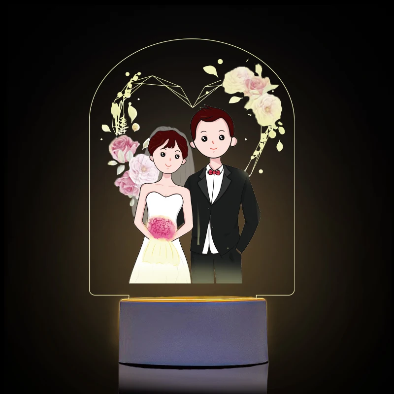 Custom Wedding Photo 3d Night Light Acrylic LED Night Light For Living Room Bedroom