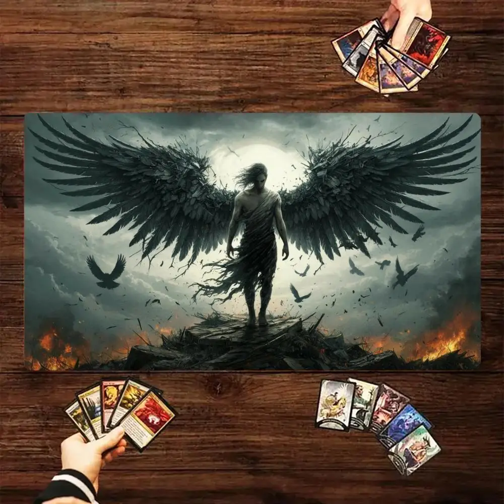 Twilight Peak Winged Angel Magic Battle Game Mat Durable Rubber for MTG&TCG Games 35x60 Large Mouse Pad Office Desk Mats