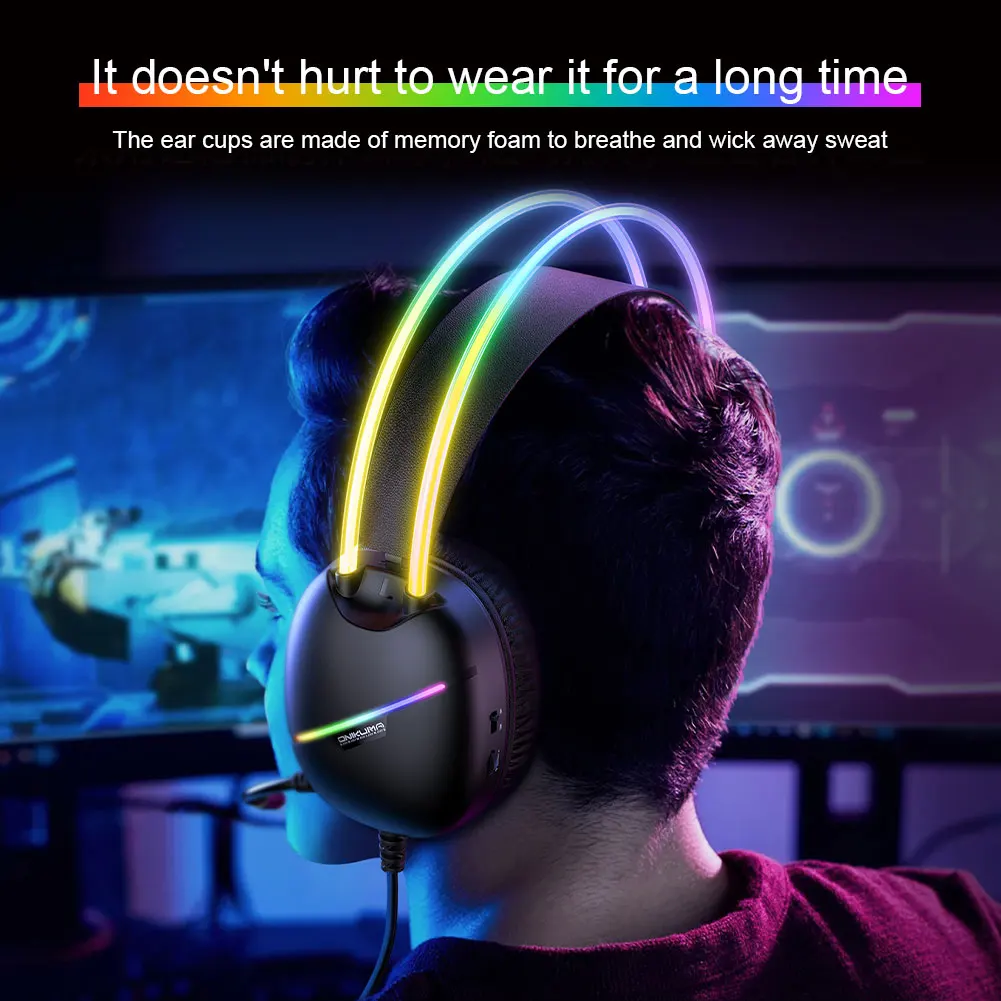 Wired Over Ear Headphones with Mic & LED Lights Gamer Headset Noise Cancelling Stereo Gaming Headphones for PS5/Xbox PC Laptop