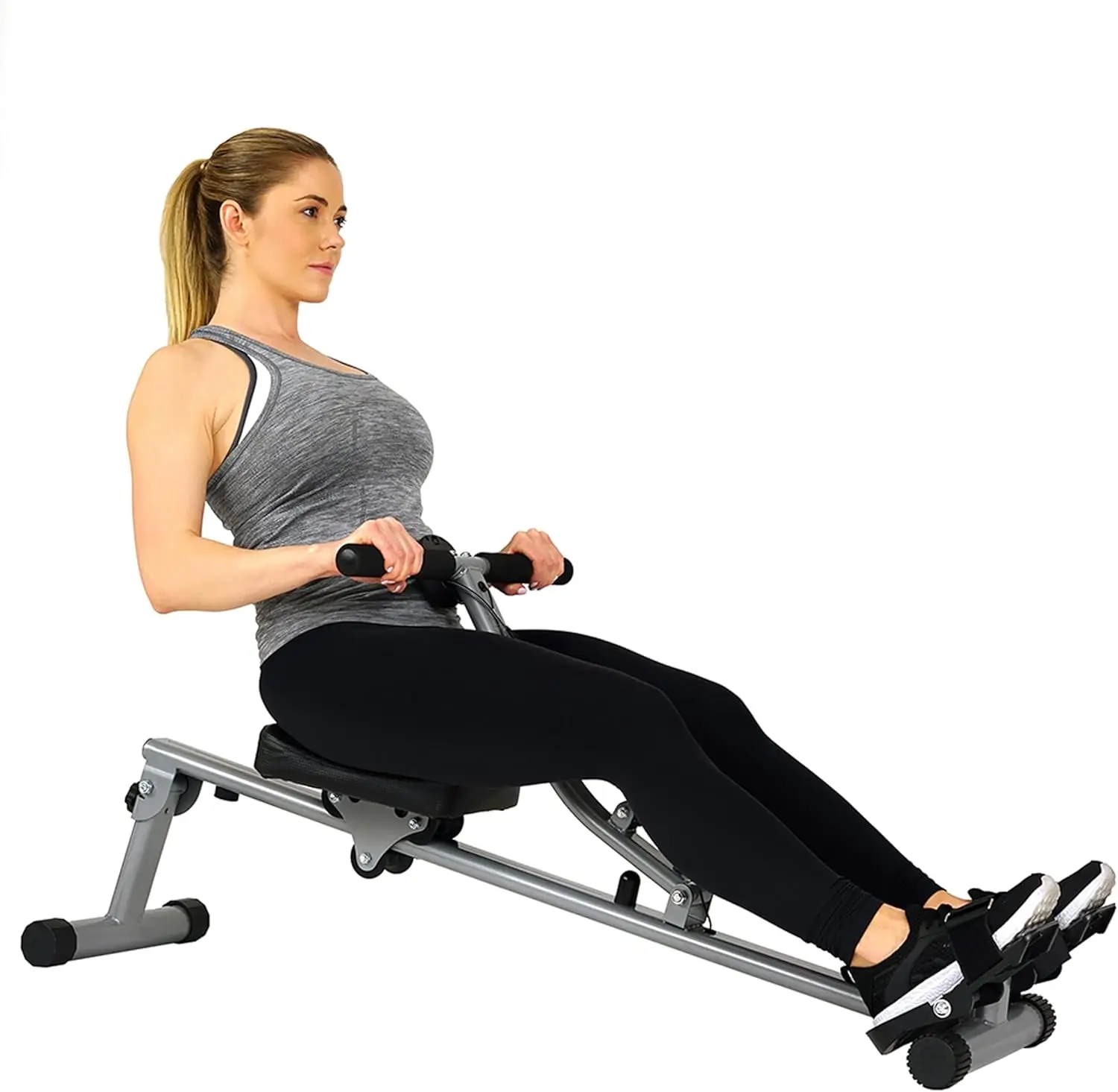 

Sunny Health & Fitness Compact Adjustable Rowing Machine with 12 Levels of Complete Body Workout Resistance and Optional SunnyFi