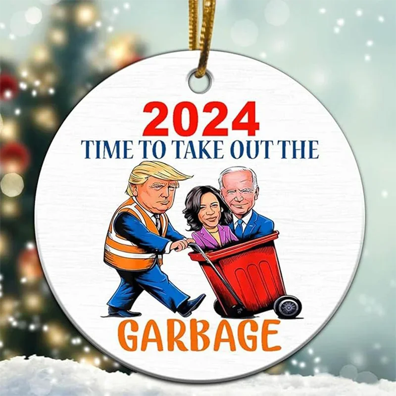 3Pcs Trump Christmas Ornaments 2024 - Trump Garbage Truck 2024 Acrylic Ornament, Trump Merchandise, Trump Gifts