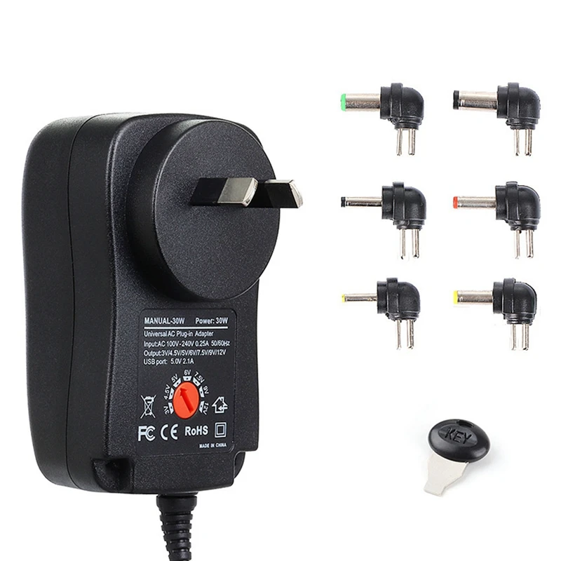 

Power Adapter 3-12V Adjustable Voltage Power Adapter USB2.1A 30W Multi-Use Switching Power Supply AU Plug Easy Install