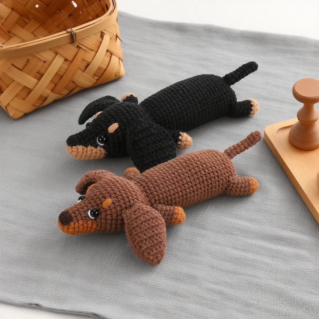 

Beginner Friendly Crochet Doll Cute Dachshund For Dachshund Lover Children Soft Toy Gift Craft Supplies DIY Kit For Girls Toys