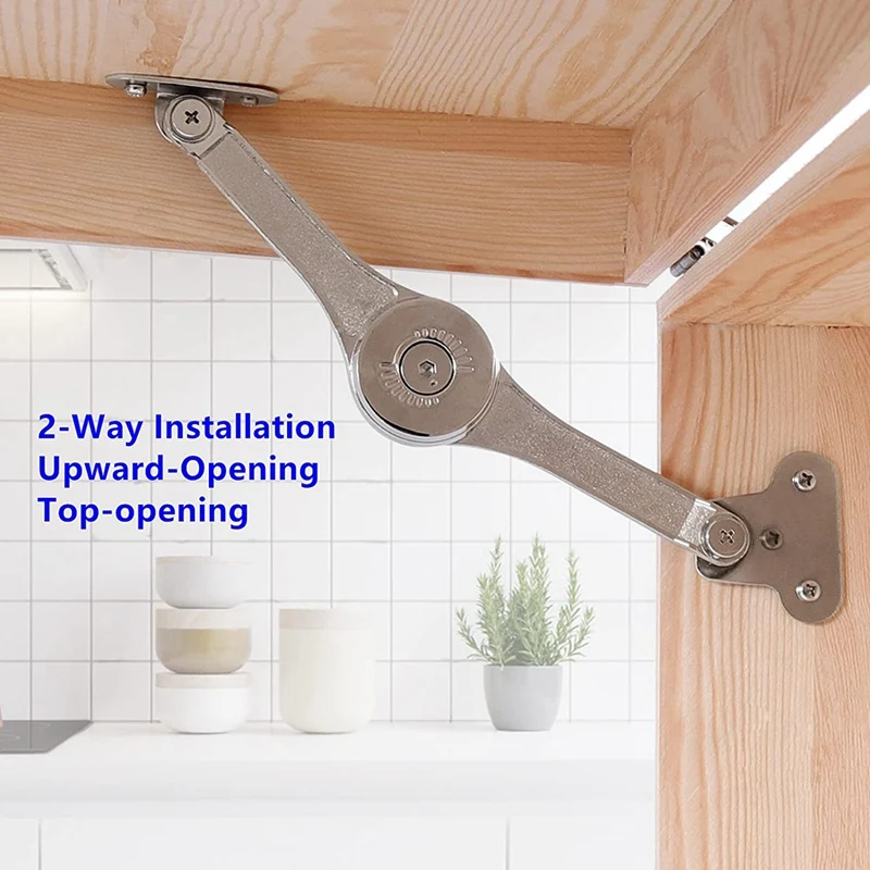 2 Pcs Heavy Duty Lid Hinges Soft Close, Support Hinges Keep Lid Open Safe For Cabinets Kitchen Maximum Support 50Lbs