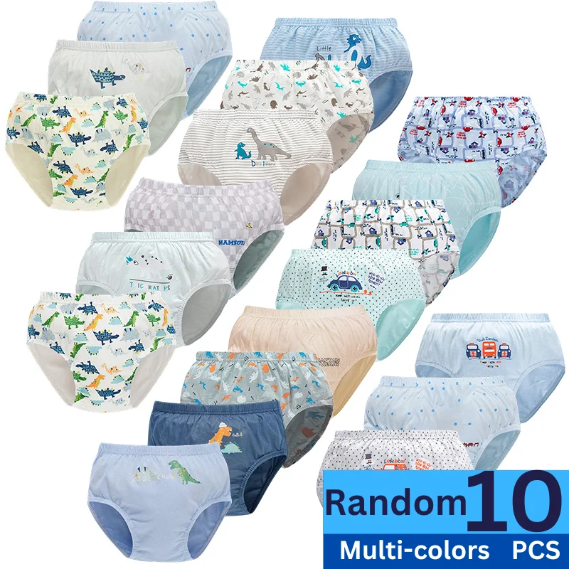 2/5/10 Pcs Boys Cotton Briefs with Random Patterns Various Cartoon Available Children Close-fitting Underwear Cozy Kids Knickers