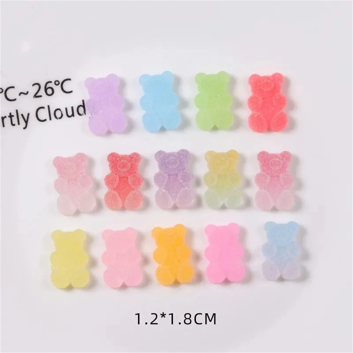 One Box Cartoon Gummy Jelly Resin Bear Nail Art Charms Kawaii Acrylic Love Nail Rhinestones Decorations DIY Colorful Accessories