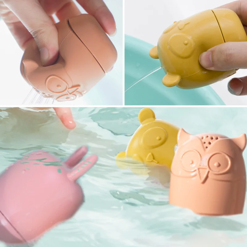 Baby Shower Cartoon Animal Toys Baby Shower Toys Distraction Floating Silicone Bath Toys Drip Soft Silicone Bath Toys