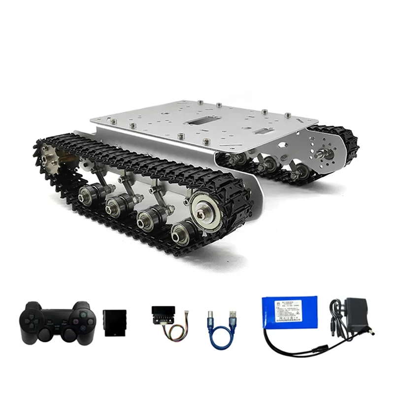 TS100 Tracked Metal Shock-absorbing Tank Vehicle Large Load Carrying Robot Intelligent Small Vehicle Model  Remote Control