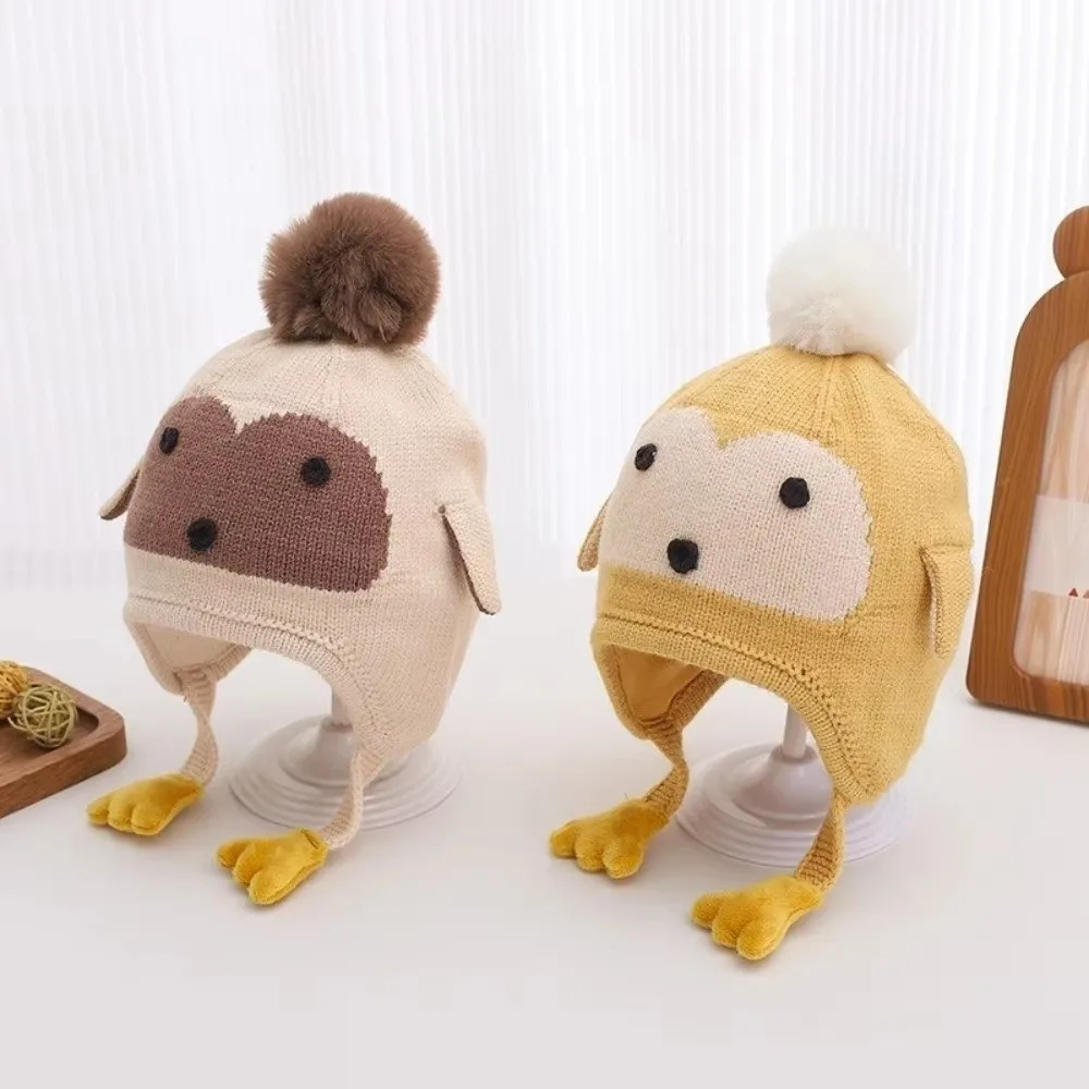 Kawaii الكرتون قبعة قبعات سميكة Coldproof الطفل الأذن حماية قبعة الدفء يندبروف محبوك قبعة دافئة للبنين بنات
