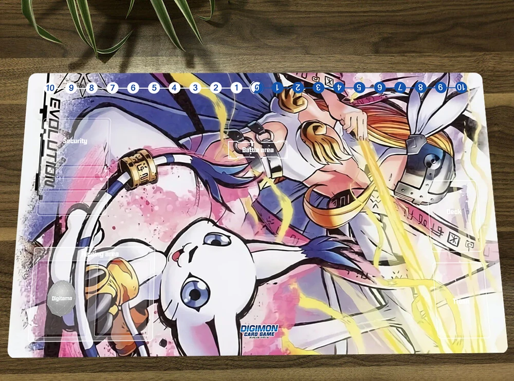 Board Game Digimon Duel Playmat Angewomon Trading Card Game Mat DTCG CCG Mat Mouse Pad Desk Pad TCG Play Mat Mousepad Free Bag