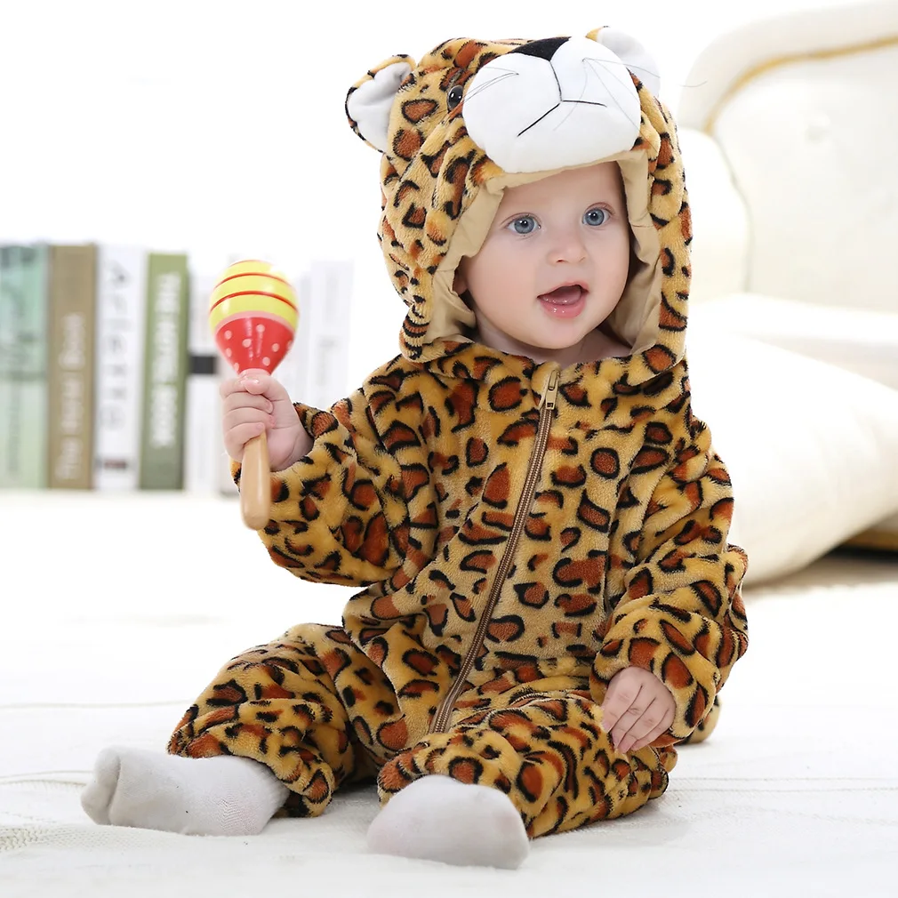 

Baby Boy Clothes Autumn Jumpsuit Cartoon Tiger Flannel Baby Romper 2025 Winter Hooded Cute Style