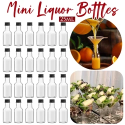 30/50/100Pcs 25ml Mini Liquor Bottles Plastic Salad Sauce Bottles Little Shot Bottles with Funnels for Wedding Party Supplies