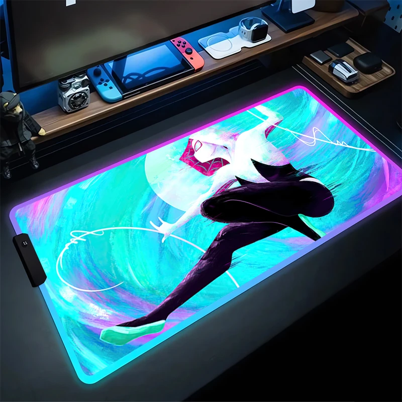 

RGB Mouse Pad G-Gwen Stacy Non-Slip Rubber Edge locking mousepads Game play mats notebook computer M-Marvels Home Decor handsome