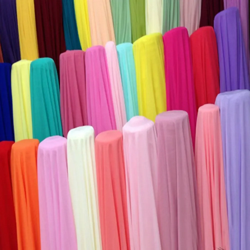 42 Colors Translucent Chiffon Tulle Fabric Material for Skirt Decoration Stage Performance Costumes DIY Sewing Handmade Fabric