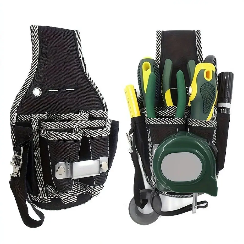 Durable Canvas Tool Pouch Electrician Waist Bag Heavy Duty Work Belt Storage Organizer Portable Repair Utility Holder