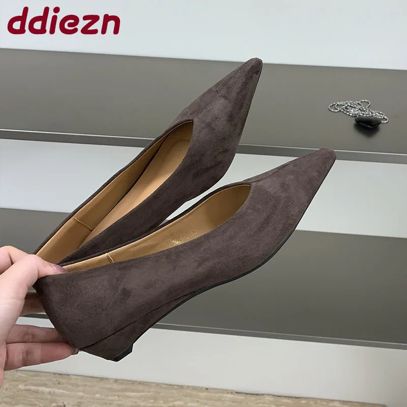 

lady Shallow Fashion Flock Ladies Pumps Slides Shoes Female Low Heel Footwear Pointed Toe Elegant Women Heeled Shoes