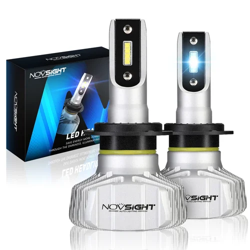 Imagen 1 del producto NOVSIGHT Faro de coche H4 haz alto/bajo LED H7 H1 H8 H9 H11 9005 9006 50W 10000lm 6500K bombillas de luz antiniebla para faros delanteros de coche