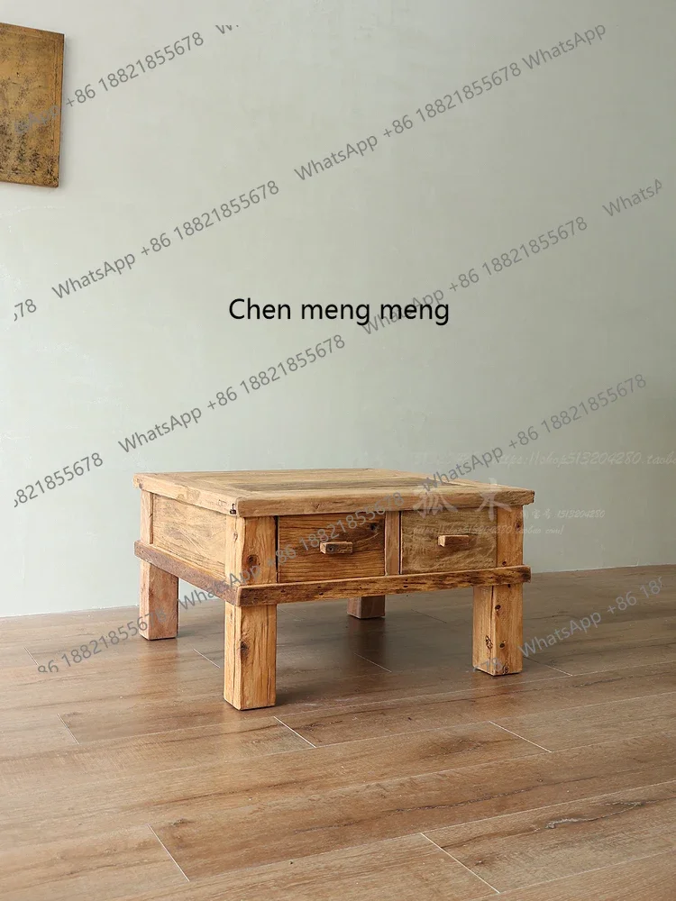 d178 Heavy weathering texture four drawers coffee table surprise quiet wind hotel outdoor furniture square living room balcony