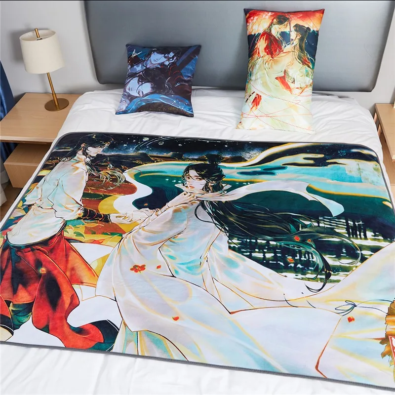 

2022 New Arrival Heaven Official's Blessing Anime Throw Blanket Flannel Autumn/Winter Xie Lian Hua Cheng Bedspread Mat Textile