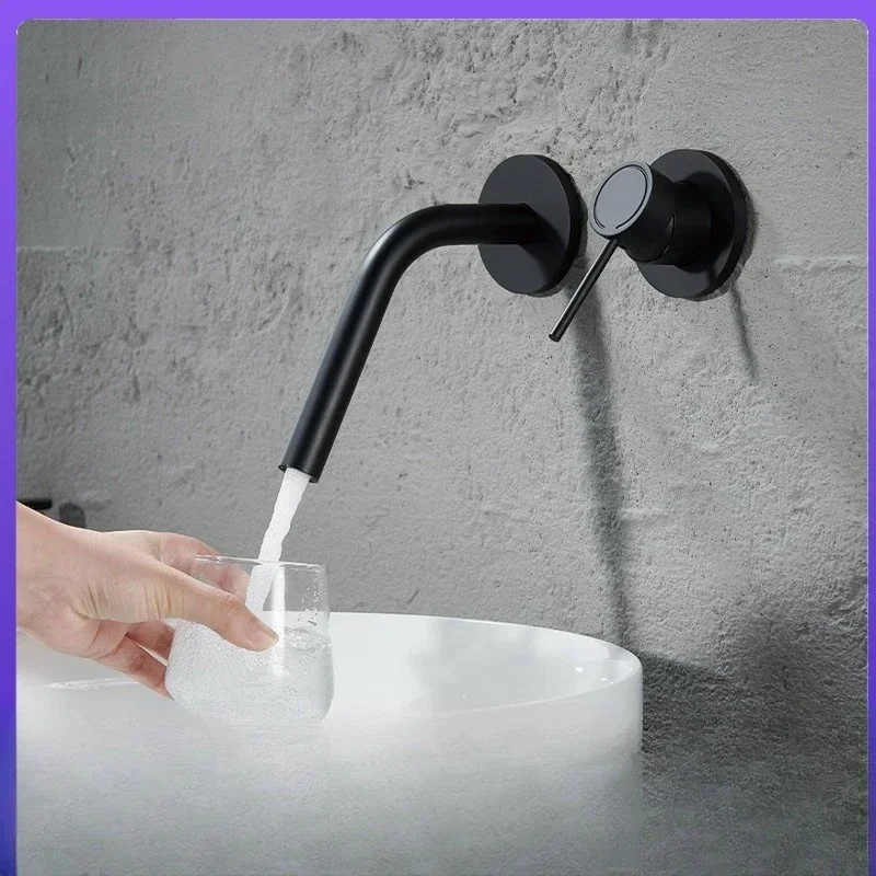 Simple washbasin, hotel villa bathroom sink column basin, concealed wall faucet AM2501
