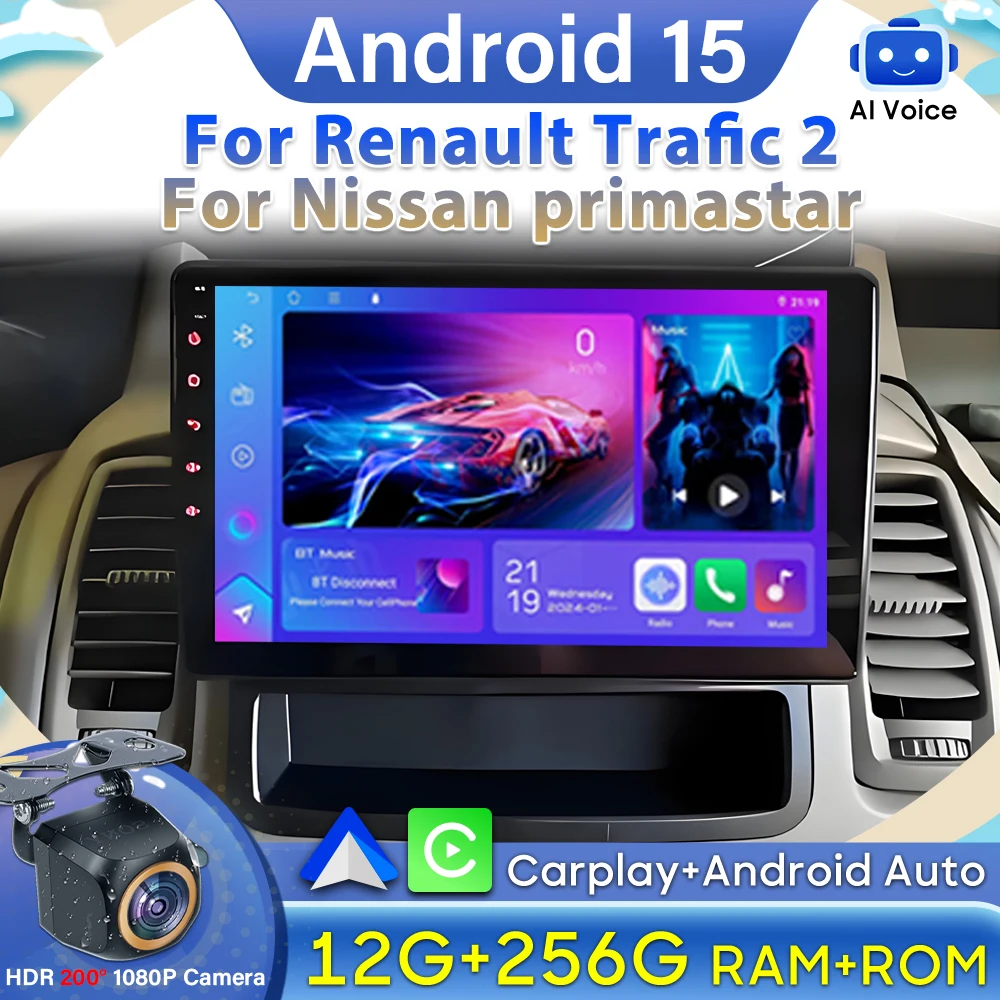 

Carplay Android 15 For Renault Trafic 2 For Nissan primastar 2006 - 2014 DSP GPS Navigation 2k Car Radio Video No 2din 4G Wifi