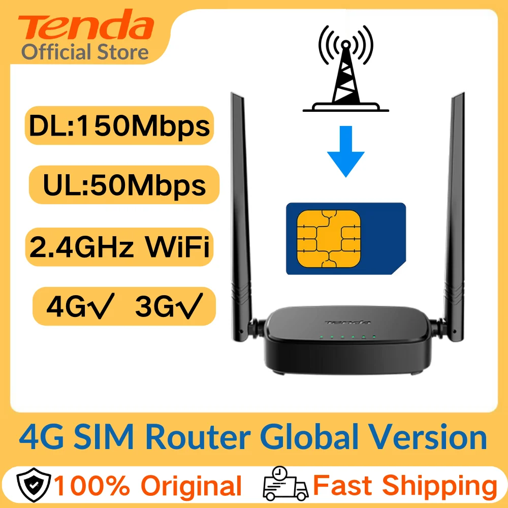 

Tenda Router 4G SIM 4G03 Pro - Mobile WiFi Router 3G/4G Wireless Band 2.4 GHz, LTE Cat4, Fast Ethernet LAN/WAN Port, 2 * 4dBi