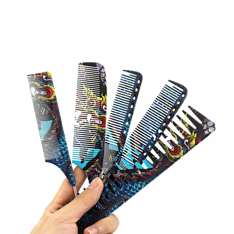 FnLune Chinese Dragon Personality Hair Cutting Comb Salon Hair Stylist Professional maschio femmina Hair Styling pettine a coda a punta