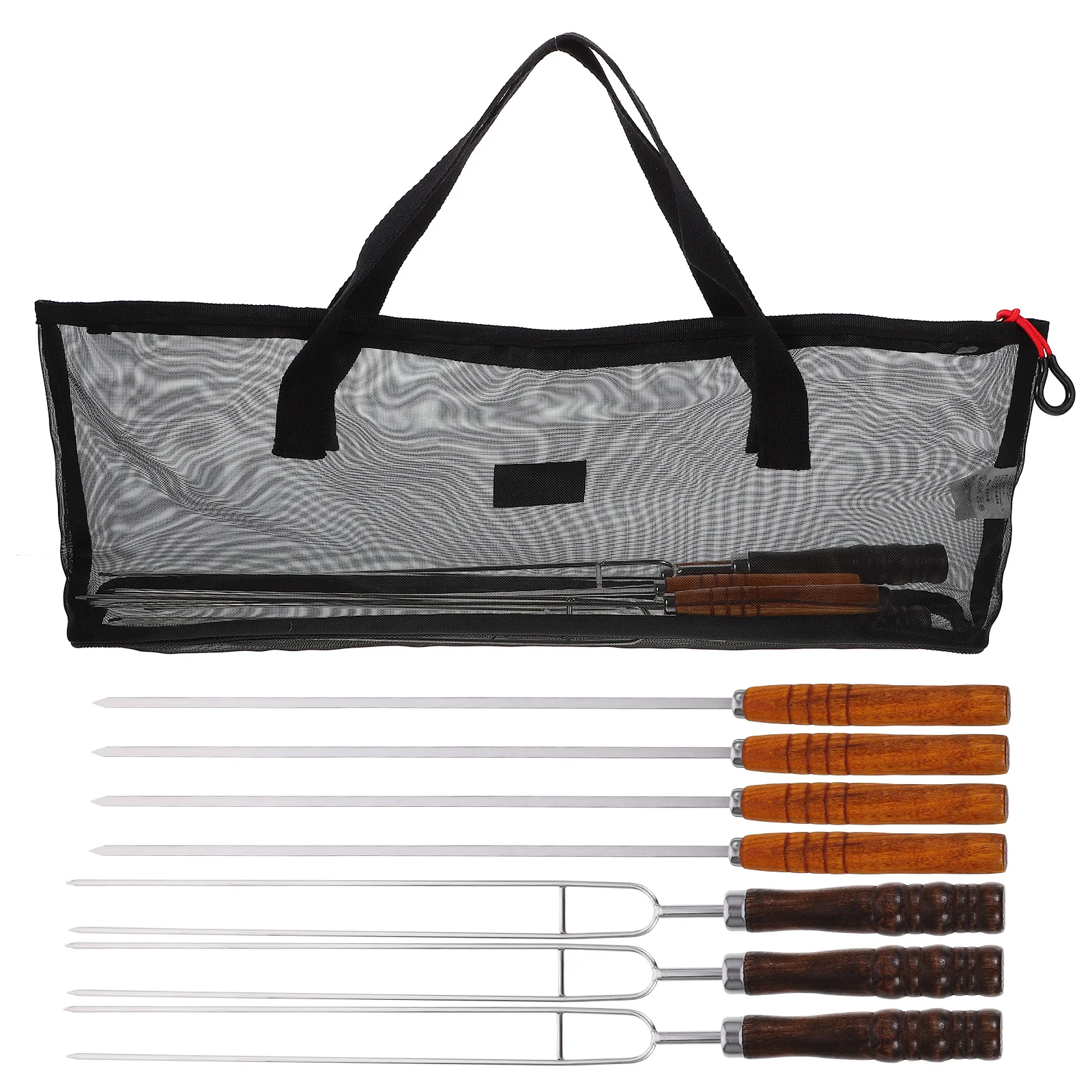 

1 set 1 Set Reusable Bbq Stainless Steel Meat Long Handle Non-Slip Rust Resistant Durable Barbecue Tools Grilling Kabob Chicken